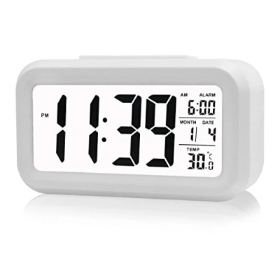 Immagine di Gearmax® LED Sveglia Digitale Snooze di Ripetizione Light attivato sensore controluce la visualizzazione della Temperatura e Data(Bianco)