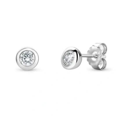 Immagine di Miore Orecchini Donna Punto Luce con Zirconi in Argento Sterling 925, Orecchino Bottone taglio Brillante Piccoli anallergici. Chiusura perno passante e farfalla.