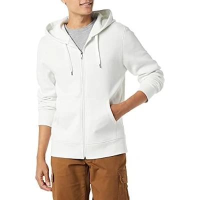 Immagine di Amazon Essentials Felpa con Cappuccio e Cerniera Integrale in Pile (Disponibile nelle Taglie Big &amp; Tall) Uomo, Bianco, L