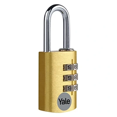 Immagine di Yale Lucchetto da viaggio a combinazione 3 cifre in alluminio YE3CB/20/121/1/GO Oro, corpo 20mm, ideale per borse e valigie