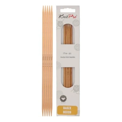 Immagine di KnitPro Basix Ferri da Maglia a Doppia Punta, in Betulla, Multicolore, 20 cm x 3,75 mm, Confezione 5