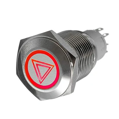 Immagine di Mintice Acciaio Inossidabile 12V 3A Rosso Luce Auto Bilanciere Pulsante Interruttore a Levetta in Metallo 16mm Pericolo di Emergenza On Off