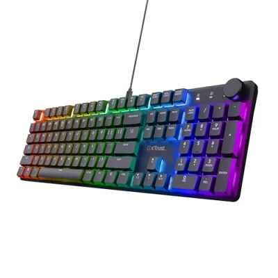 Immagine di Trust Gaming GXT 866 Torix Tastiera Meccanica QWERTY US, Switch Huano Lineari, Illuminazione RGB, Rollover N Key USB Programmabile PC Laptop Nero