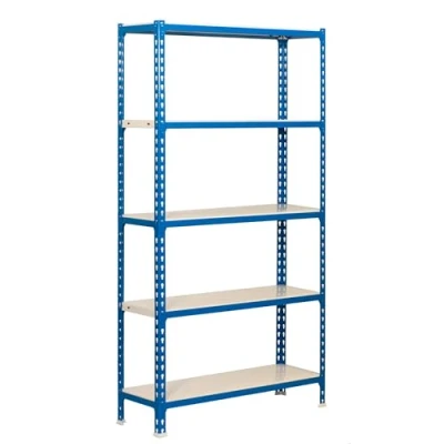 Immagine di SimonRack Scaffale Metallo Garage, 5 Ripiani, 180 kg di Punto Flessione, 2000x1000x300 mm, Senza Viti, Blu/Bianco Simonclick