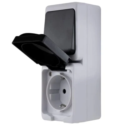 Immagine di REV AquaMini, mini presa combinazione di interruttori A/W, 38% in meno volume, IP54, bipolare, montaggio superficiale, grigio