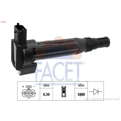Immagine di FACET 9.6509 Bobina d&#039;accensione CITROËN: C3 II, III, DS3 Hatchback, PEUGEOT: 208 I 2008 Station Wagon, 108 OPEL: Crossland X