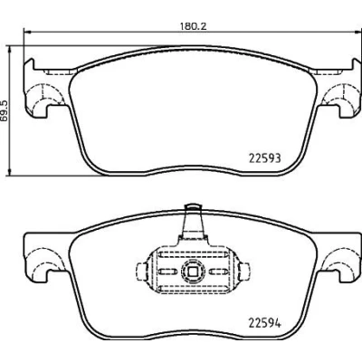 Immagine di HELLA 8DB 355 031 541 Kit pastiglie freno Non predisposto per contatto segnalazione usura CITROËN: Jumpy III Van, Spacetourer, C4 Spacetourer