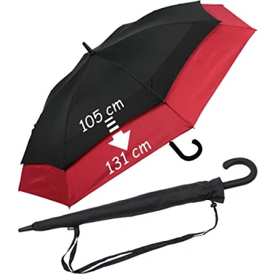 Immagine di iX brella Ombrellone espandibile con sistema automatico Move to XXL, nero/rosso, 131 cm, Ombrello