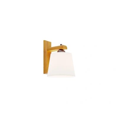 Immagine di Euluna Applique Svezia, bianco, tessuto, legno di quercia, larghezza 20 cm