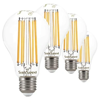 Immagine di SUNSEED 4x Lampadina E27 Filamento LED 13W Goccia A66 1800 Lm Luce Calda 2700K