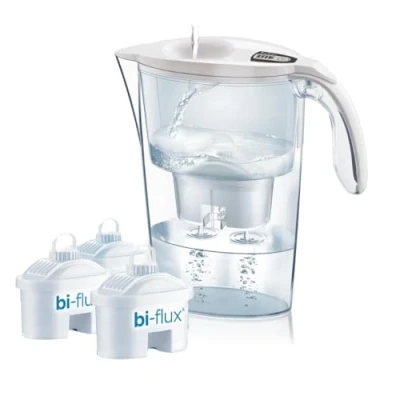 Immagine di LAICA J9077F Stream Line Caraffa Filtrante 2,3L Bianca 3 Filtri bi flux incluso, Preserva i sali minerali e Riduce le sostanze indesiderate Timer digitale Sicurezza Made in Italy