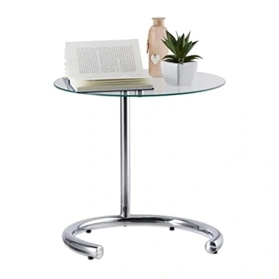Immagine di Relaxdays Tavolino caffè Altezza Regolabile Fino a 70 cm, Tavolo Piccolo per Salotto, Acciaio Cromato, Argento, 46 x cm
