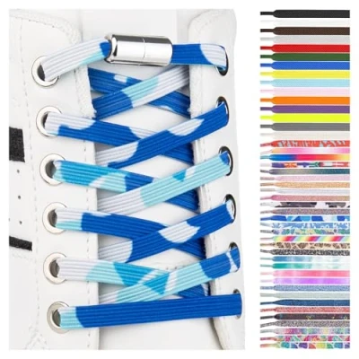 Immagine di SULPO Lacci scarpe elastici con chiusura rapida in metallo senza legatura piatti silicone nodo per adulti e bambini Stringhe elastiche