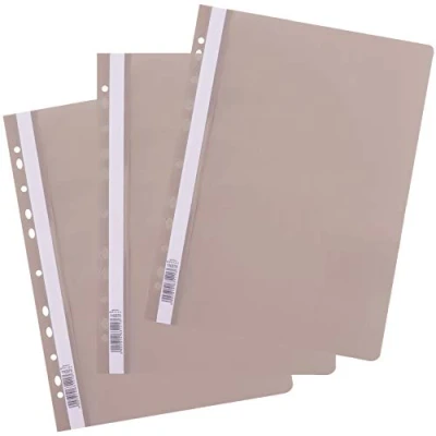 Immagine di D.RECT 25 pezzi Cartellina A4 con fori in plastica copertina anteriore trasparente pellicola PP forata grigio
