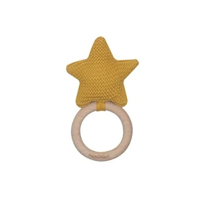 Immagine di Kindsgut trillino all&#039;uncinetto, sonaglio, cotone, stella, in cotone 100% all&#039;uncinetto con sonaglio per neonati, ecologico e privo di sostanze nocive