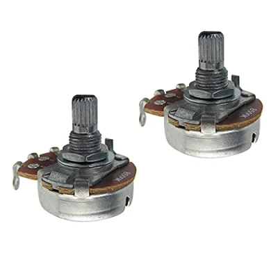 Immagine di IKN 2 pezzi Full Size B500K Potenziometro lineare conico per il controllo del volume tono della chitarra con baionetta L15mm Albero diviso zigrinato corto