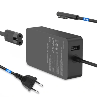 Immagine di 65 W Surface Pro Laptop Cavo di ricarica per Microsoft X 3 4 5 6 7 7+ 8 9, 2 1, Go Tablet, Book 3, 2, 1 alimentatore rete
