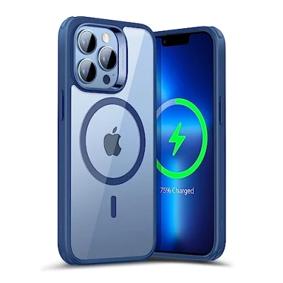 Immagine di ESR Cover Magnetica per iPhone 13 Pro, Compatibile con MagSafe, Custodia Trasparente HaloLock, Retro Resistente ai Graffi, Blu chiaro