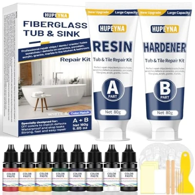 Immagine di Kit di Riparazione per Vasca da Bagno, Piastrelle Ceramica Piastrelle, Acrilico, Cucina Bagno Schegge Crepe Graffi Ruggine Fori Doccia Multicolore