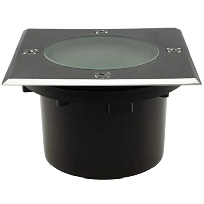 Immagine di ChiliTec Lampada da incasso a pavimento, rettangolare, 70 mm, piatta, 12 x cm, IP65, portabile e resistente ai calpesti, 2 attacchi per esterni
