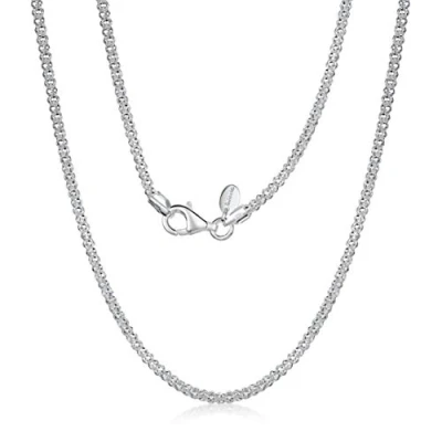 Immagine di Amberta® Gioielli Collanina Catenina Argento Sterling 925 Modello Pop corn Larghezza 2.5 mm Lunghezza: 40 45 50 55 60 cm (50cm)