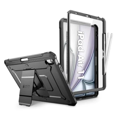 Immagine di SUPCASE Cover per iPad Air 11 Pollici M2 2024, [con Proteggi Schermo e Supporto] Robusta 6a/5a/4a Generazione (11/10.9 Pollici, 2024/2022/2020) (Nero, Pollici)