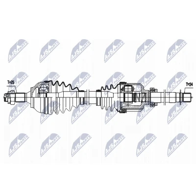 Immagine di NTY NPW PE 087 Albero motore / Semiasse Assale anteriore Dx 863mm Cambio manuale PEUGEOT: 2008 Station Wagon, 207 Hatchback, 208 I Hatchback