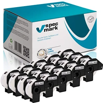 Immagine di specmark 20 rotoli di etichette singole compatibili con Brother DK 11204 17 mm x 54 400 per tutte le stampanti QL 570 700 800