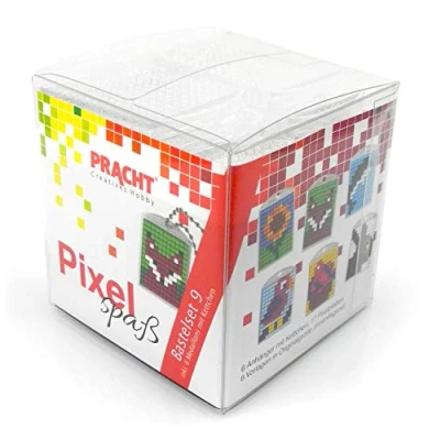 Immagine di Pracht Creatives Hobby Pixel P90016 63501 Divertente Set 9 per Bambini, Semplice Sistema a innesto con Piccole Pietre in bioplastica Creare 6 Portachiavi (medaglioni), Senza Stirare e incollare