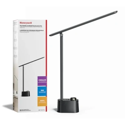 Immagine di Honeywell LED Desk Lamp H01 Pro Sunturalux™ Luce da scrivania pieghevole con porta di ricarica USB A+C, 3 modalità colore lampada tavolo dimmerabile per la lettura in ufficio (ferroso)