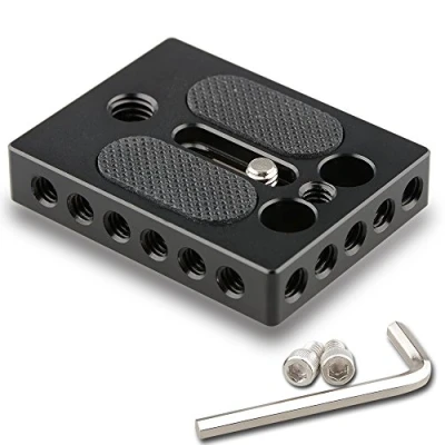 Immagine di CAMVATE formaggio piastra di base con filettatura 1/4&quot; e 3/8&quot; foro per fotocamera DSLR Cage Rig