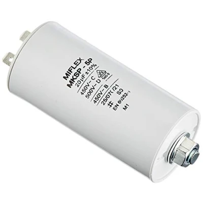 Immagine di Condensatore di avviamento per motore, 20µF, 450 V, 40 x 83 mm, spina M8, Miflex, 20uF