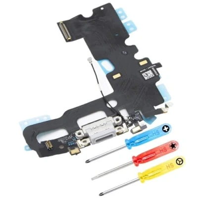 Immagine di MMOBIEL Connettore Dock compatibile con iPhone 7 Plus 2016 Cavo flessibile per porta di ricarica Sostituzione cuffie/microfono/antenna Cacciaviti inclusi Oro