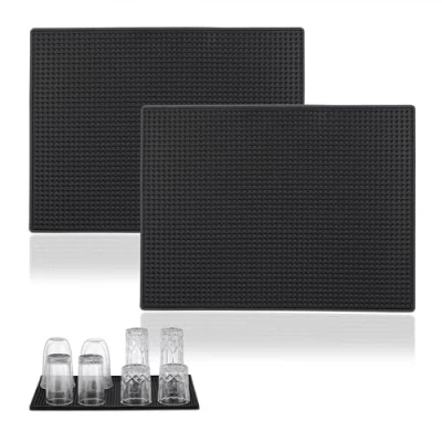 Immagine di Relaxdays Tappetino Scolapiatti, Set 2, Tappeto per Lavello Cucina, Bar Mat 40x30 cm, Cola Piatti e Bicchieri, PVC, Nero