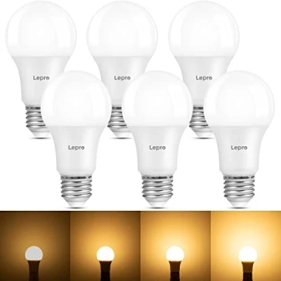 Immagine di Lepro Lampadina LED E27 Dimmerabile, 8.5W Equivalenti a 60W, Luce Bianca Calda 2700K, 806lm, Lampadine Risparmio Energetico, Angolo di Raggio 180, Nessun Sfarfallio, Pacco da 6 Pezzi