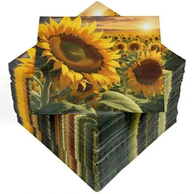 Immagine di HEKU 100 tovaglioli a 3 veli, 33 x cm, girasoli, assorbenti e pratici, ampia scelta, ideali per occasioni speciali