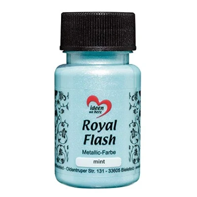 Immagine di ideen mit herz Colore acrilico metallico Royal Flash con riflessi metallici e particelle glitterati fini Vernice brillante metallizzata per gagliette 50 ml (menta)