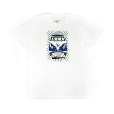 Immagine di Brisa VW Collection Volkswagen T Shirt Unisex a Maniche Corte con Motivo Campervan T1 Bus in Cotone (Samba Stripes/Blu &amp; Bianco/Taglia XL)