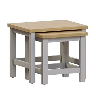 Immagine di Marchio Amazon Movian Arlington Nido, 2 unità Legno Ingegnerizzato, quadrato, Grigio e Quercia, W D, Tavolino lato divano 50 x 41 40 cm Circa