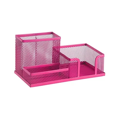 Immagine di Leviatan Organizzatore Da Scrivania In Metallo Portapenne Ufficio Organizer Con Supporto Per Appunti Rete 205 X 103 98 Mm Rosa