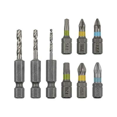 Immagine di wolfcraft Set di accessori per flipbit forare e avvitare, 9 pezzi I 3083000 utensili utilizzare il porta attrezzi doppio a cambio rapido
