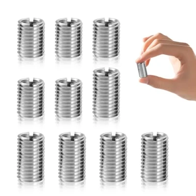 Immagine di Inserto filettato M8 su M6, 15 mm, 20 10 pezzi, inserti filettati in acciaio inox, adattatore per filettatura riparazione filettata
