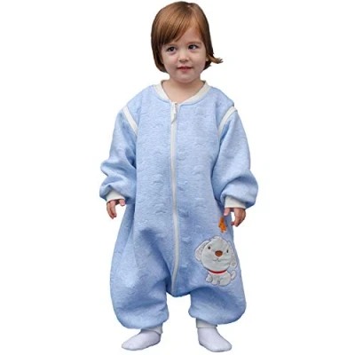 Immagine di MIKAFEN Sacco nanna invernale a maniche lunghe, per bimbe e bimbi, con aperture i piedi motivo di cagnolino, in cotone, unisex, tutto l&#039;anno