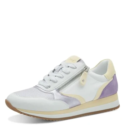 Immagine di Jana Damen Sneaker Flach mit Reißverschluss Vegan, Scarpe da Ginnastica Donna, Bianco e Viola, 38 EU
