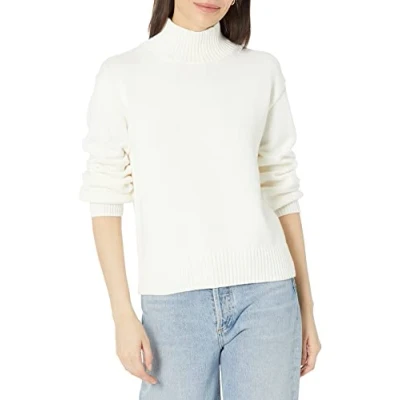 Immagine di Amazon Essentials Maglione in Cotone con Scollo a V (Disponibile Taglie Forti) Donna, Bianco Guscio D&#039;uovo, S