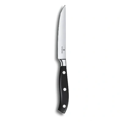 Immagine di Victorinox Grand Maître, coltello da bistecca professionale, lama extra affilata, affilatura diritta, 12 cm, manico in plastica, acciaio inossidabile, nero
