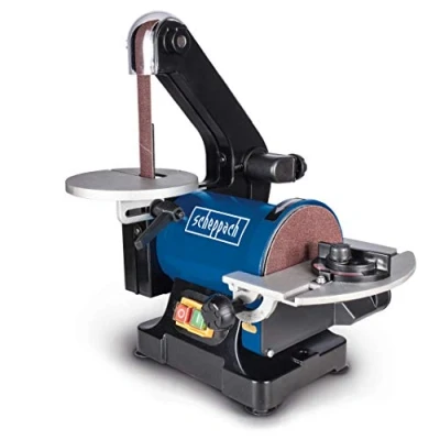 Immagine di Scheppach 490 3304 901 Levigatrice a Nastro e Disco, 240 V, Blu/Nero, 125 mm