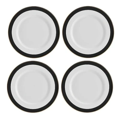 Immagine di Mikasa Luxe Deco Set di 4 Piatti piani in porcellana con strisce Art Deco, 27cm deluxe per persone Confezione regalo e lavabile lavastoviglie