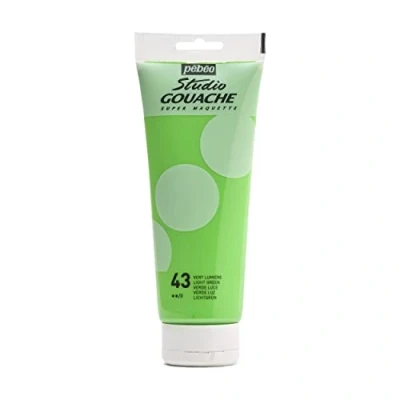 Immagine di Pébéo Studio Gouache 220 ml Pittura Professionale, Colore a Guazzo, Tempere per Paint dai Colori Opachi e Pigmentati Verde Luce