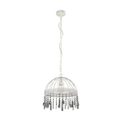 Immagine di EGLO lampada a sospensione Steeleville, 1 luce vintage, in metallo bianco, patina marrone e cristallo nero trasparente, presa E27